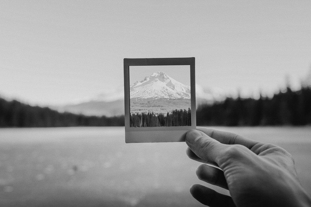 A polaroid picture of Mt. Hood.