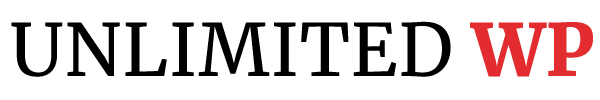 UnlimitedWP logo, a white-label WordPress development service for agencies