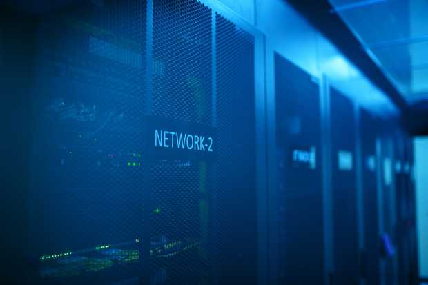 Network rack carrying the DNS infrastructure behind a managed Cloudflare zone.