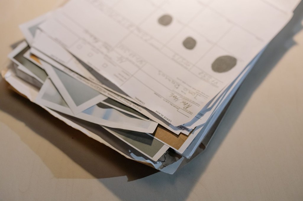 A stack of completed paperwork on a desk, which is what a submission queue looks like before anyone digitises it.