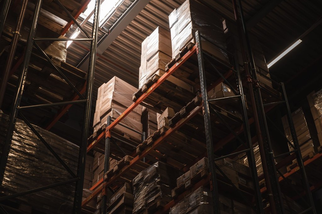 Racked inventory of the kind a product catalog has to list and keep current